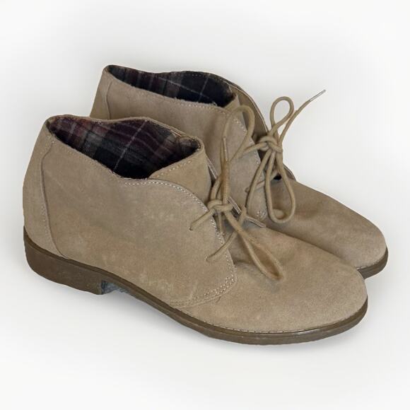 Eddie Bauer Chukka Ankle Boots Vega Sand Beige Womens Size 8 Suede Leather - Picture 1 of 8